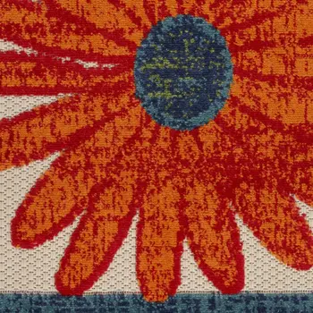 10' Brick Red Abstract Washable Runner Rug