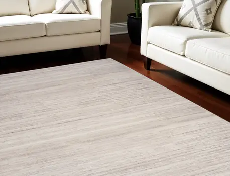6' X 9' Ivory and Light Brown Abstract Washable Area Rug