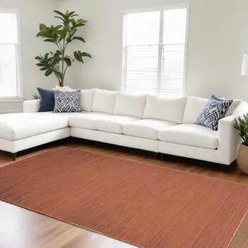 6' X 9' Brick Red Abstract Washable Area Rug