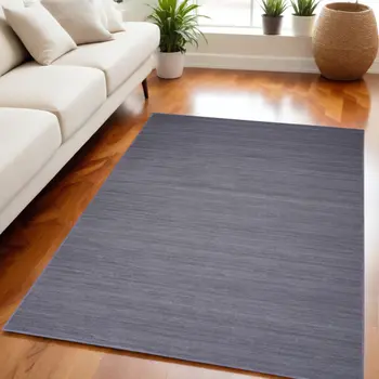 5' X 7' Navy Blue Abstract Washable Area Rug