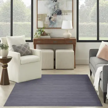 5' X 7' Navy Blue Abstract Washable Area Rug