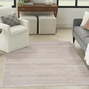 5' X 7' Ivory and Light Brown Abstract Washable Area Rug