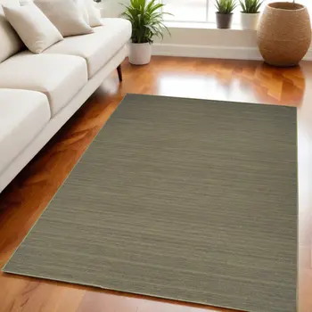 5' X 7' Green Abstract Washable Area Rug