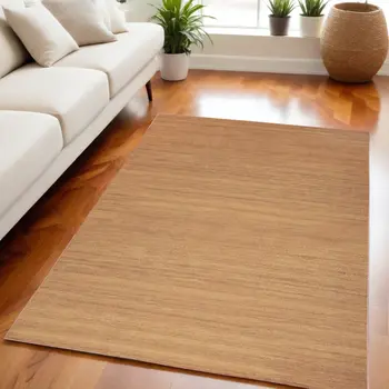 5' X 7' Copper Abstract Washable Area Rug