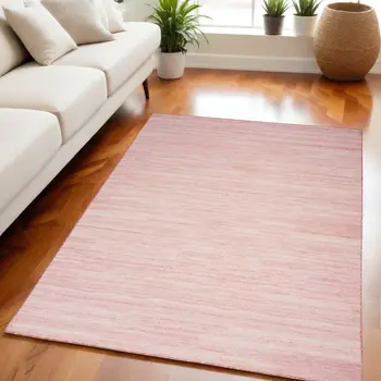 5' X 7' Pink Abstract Washable Area Rug