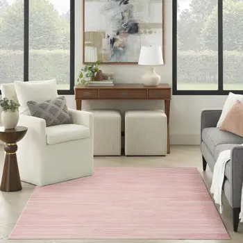 5' X 7' Pink Abstract Washable Area Rug