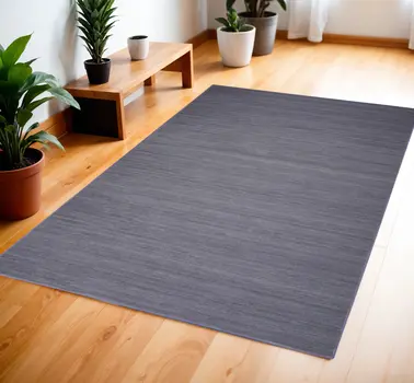 4' X 6' Navy Blue Abstract Washable Area Rug