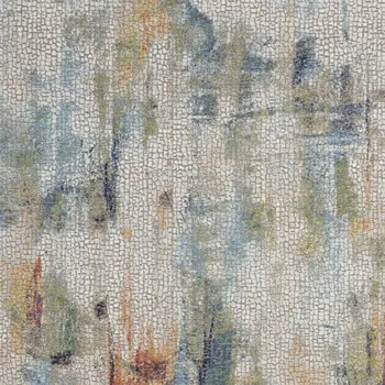 5' X 8' Ivory Blue and Gray Abstract Non Skid Area Rug