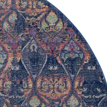 2' X 4' Ivory Blue and Green Floral Distressed Non Skid Area Rug