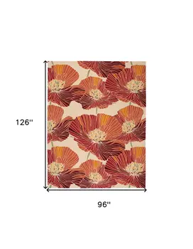 8' X 11' Ivory and Sunset Floral Hand Hooked Area Rug