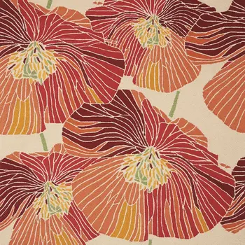 5' X 8' Ivory and Sunset Floral Hand Hooked Area Rug