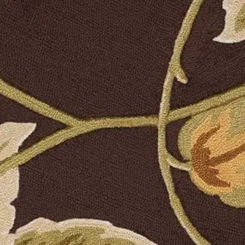 4' X 6' Brown and Orange Botanical Leaves Hand Carved Handmade Area Rug