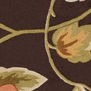 4' X 6' Brown and Orange Botanical Leaves Hand Carved Handmade Area Rug