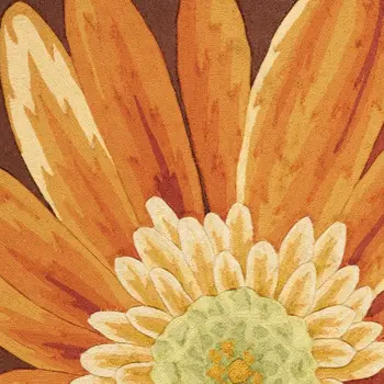 4' X 6' Brown Orange and Yellow Floral Hand Carved Handmade Area Rug