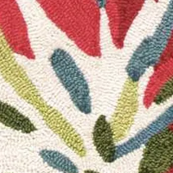 4' X 6' Ivory Green and Red Floral Hand Carved Handmade Area Rug