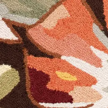 3' X 4' Tan and Dark Brown Floral Hand Carved Handmade Area Rug