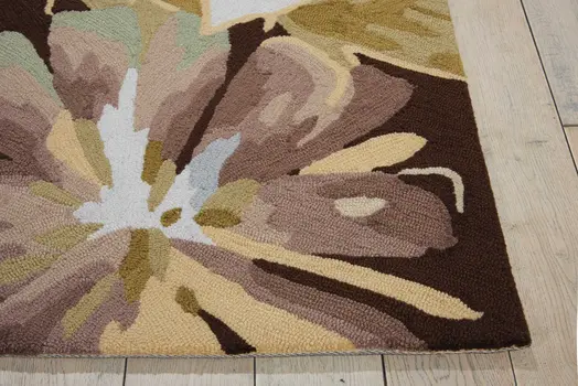 2' X 3' Ivory Brown and Gray Floral Hand Carved Handmade Area Rug