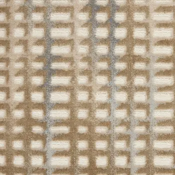7' Beige And Blue Abstract Indoor Outdoor Runner Rug