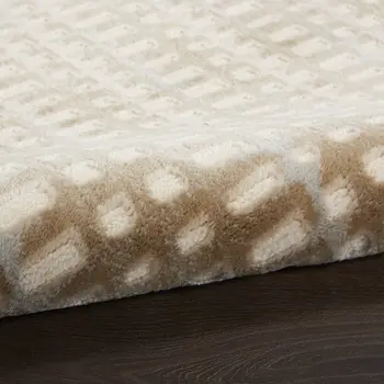 7' Beige And Blue Abstract Indoor Outdoor Runner Rug