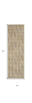 7' Beige And Blue Abstract Indoor Outdoor Runner Rug
