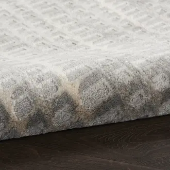 7' Gray And Beige Abstract Indoor Outdoor Runner Rug