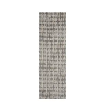 7' Gray And Beige Abstract Indoor Outdoor Runner Rug