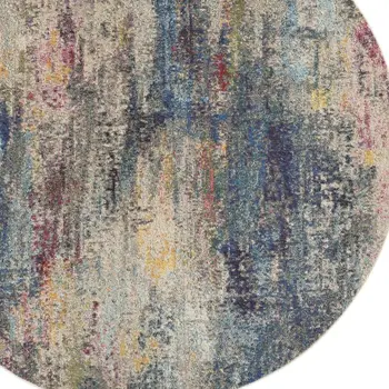 4' X 6' Ivory Blue And Orange Floral Distressed Area Rug