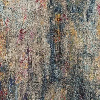 2' X 4' Ivory Blue And Orange Floral Distressed Area Rug