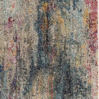 2' X 4' Ivory Blue And Orange Floral Distressed Area Rug
