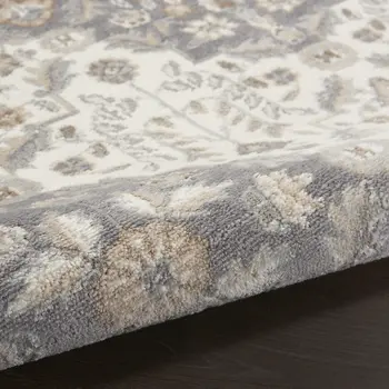 4' X 6' Ivory and Gray Floral Non Skid Area Rug