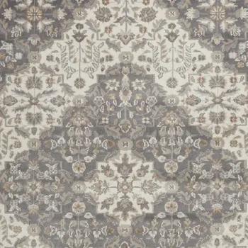4' X 6' Ivory and Gray Floral Non Skid Area Rug