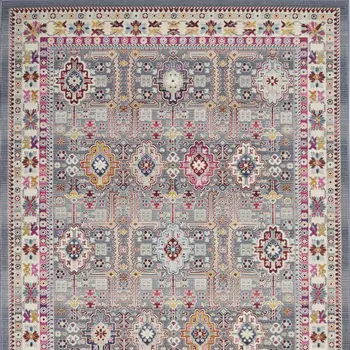 5' X 8' Ivory Pink And Gray Floral Distressed Area Rug