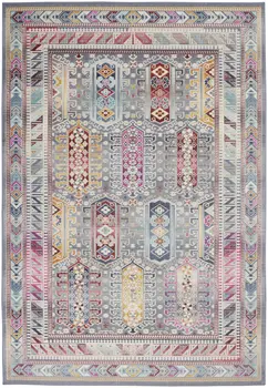 4' X 6' Ivory Gray And Red Floral Distressed Area Rug