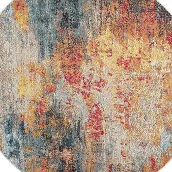 4' X 6' Ivory Gray And Red Floral Distressed Area Rug
