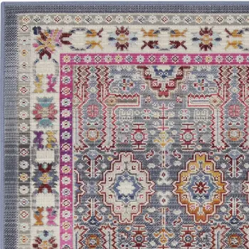 2' X 4' Ivory Pink And Gray Floral Distressed Area Rug