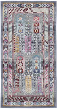 2' X 4' Ivory Gray And Red Floral Distressed Area Rug