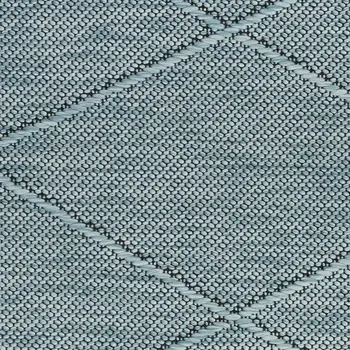 8' Aqua And Ivory Geometric Indoor Outdoor Runner Rug
