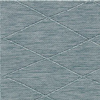 8' Aqua And Ivory Geometric Indoor Outdoor Runner Rug
