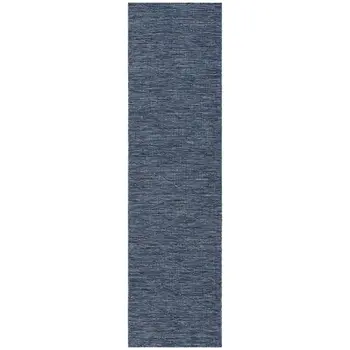 8' Navy Blue And Ivory Geometric Indoor Outdoor Runner Rug