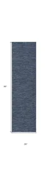 8' Navy Blue And Ivory Geometric Indoor Outdoor Runner Rug