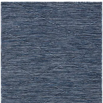 8' Navy Blue And Ivory Geometric Indoor Outdoor Runner Rug