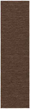8' Dark Brown And Brown Geometric Indoor Outdoor Runner Rug