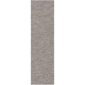 8' Gray And Light Gray Geometric Indoor Outdoor Runner Rug