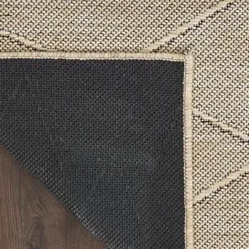 8' Natural And Light Brown Geometric Indoor Outdoor Runner Rug