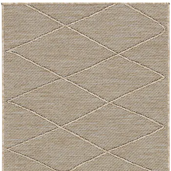 8' Natural And Light Brown Geometric Indoor Outdoor Runner Rug