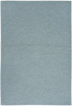 4' X 6' Aqua And Ivory Geometric Indoor Outdoor Area Rug