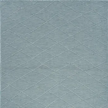 4' X 6' Aqua And Ivory Geometric Indoor Outdoor Area Rug