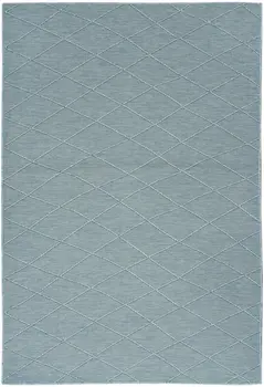 4' X 6' Aqua And Ivory Geometric Indoor Outdoor Area Rug