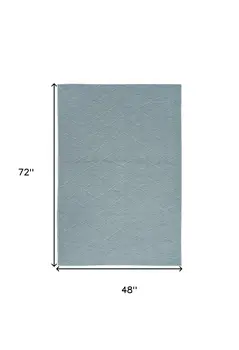 4' X 6' Aqua And Ivory Geometric Indoor Outdoor Area Rug
