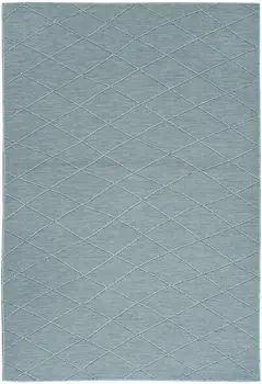 4' X 6' Aqua And Ivory Geometric Indoor Outdoor Area Rug